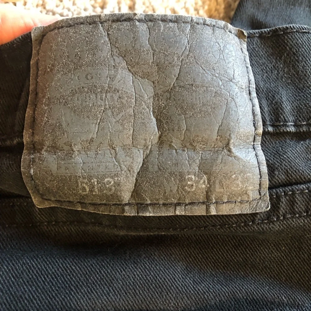Mens Levi’s black denim red tag jeans some stretch 5 pocket 34 x 32